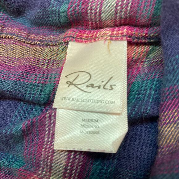 Rails Women's Plaid Rayon Jackson Button Up Shirt Size Medium - Picture 7 of 8